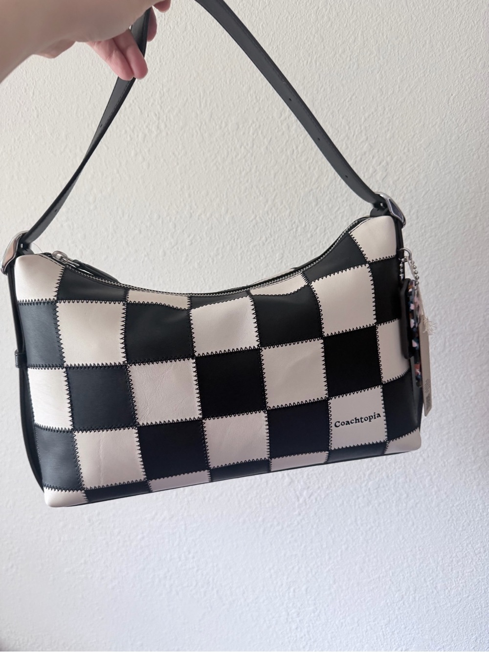 Coach Alter/Ego Slouchy Shoulder Black and White Check Bag